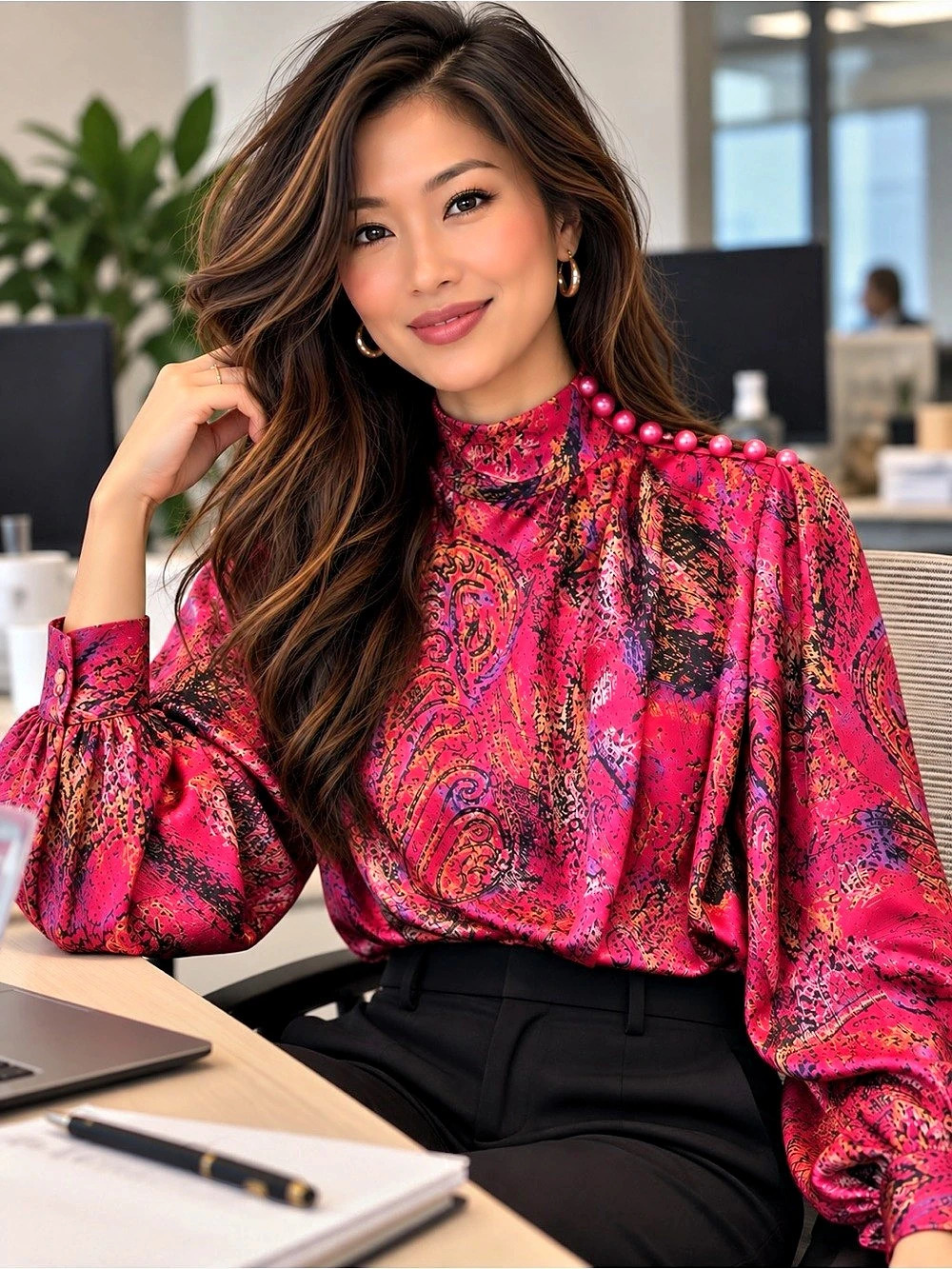 Tess Paisley Blouse in Pink & Black Size 10